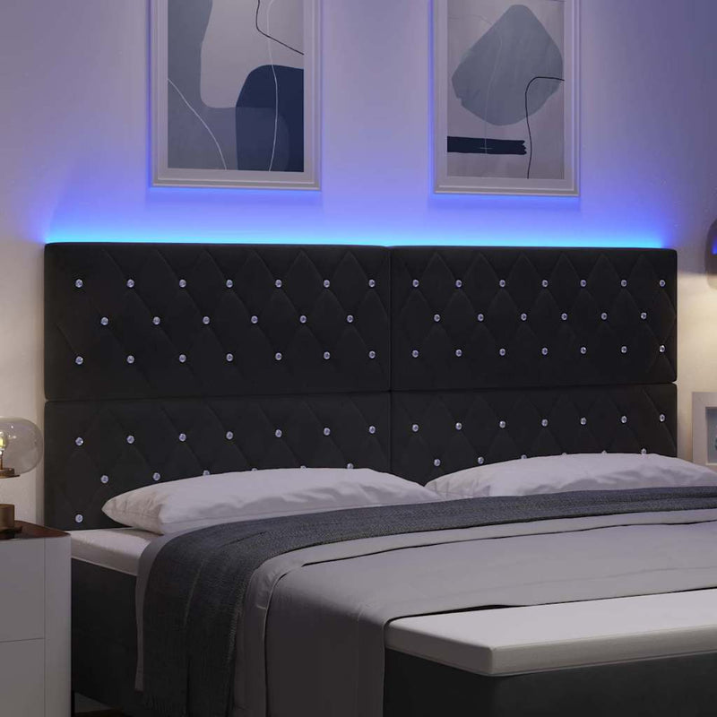 vidaXL LED Fejtámla LED -es lámpákkal Argyle Fekete 100 cm Bársony