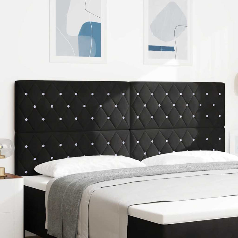 vidaXL LED Fejtámla LED -es lámpákkal Argyle Fekete 100 cm Bársony