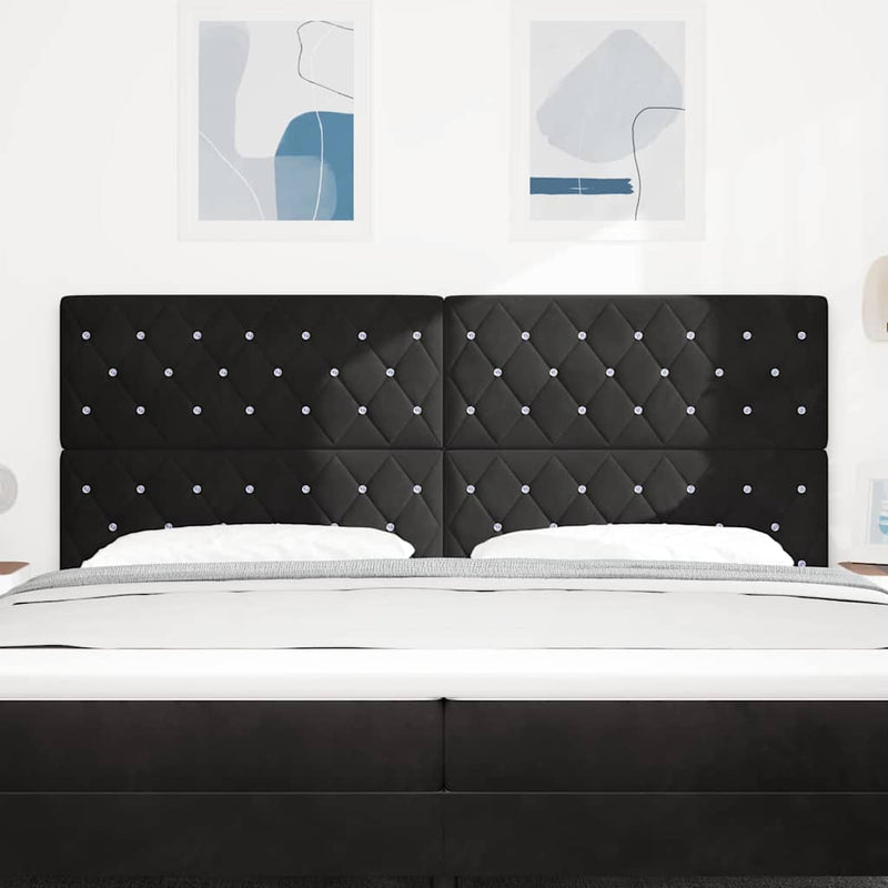 vidaXL LED Fejtámla LED -es lámpákkal Argyle Fekete 100 cm Bársony