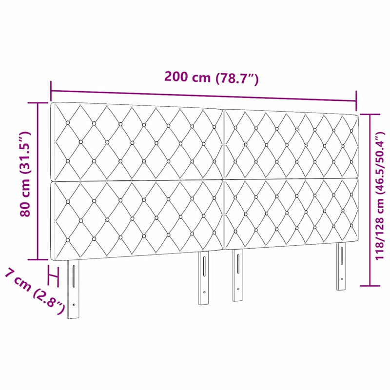 vidaXL LED Fejtámla LED -es lámpákkal Argyle Fekete 100 cm Bársony