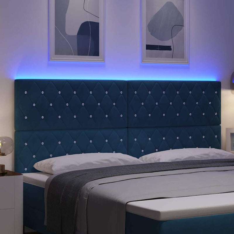 vidaXL LED Fejtámla LED -es lámpákkal Argyle Sötétkék 100 cm Bársony