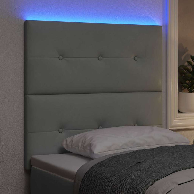 vidaXL Fejtámla LED -es lámpákkal Világosszürke 80 cm Bársony