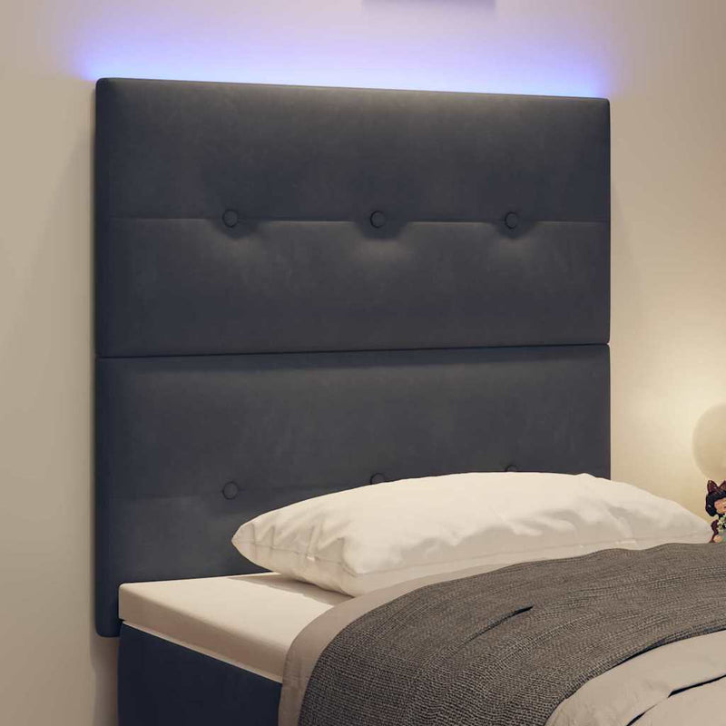 vidaXL Fejtámla LED -es lámpákkal fejtámlával Szürke 100 cm Bársony