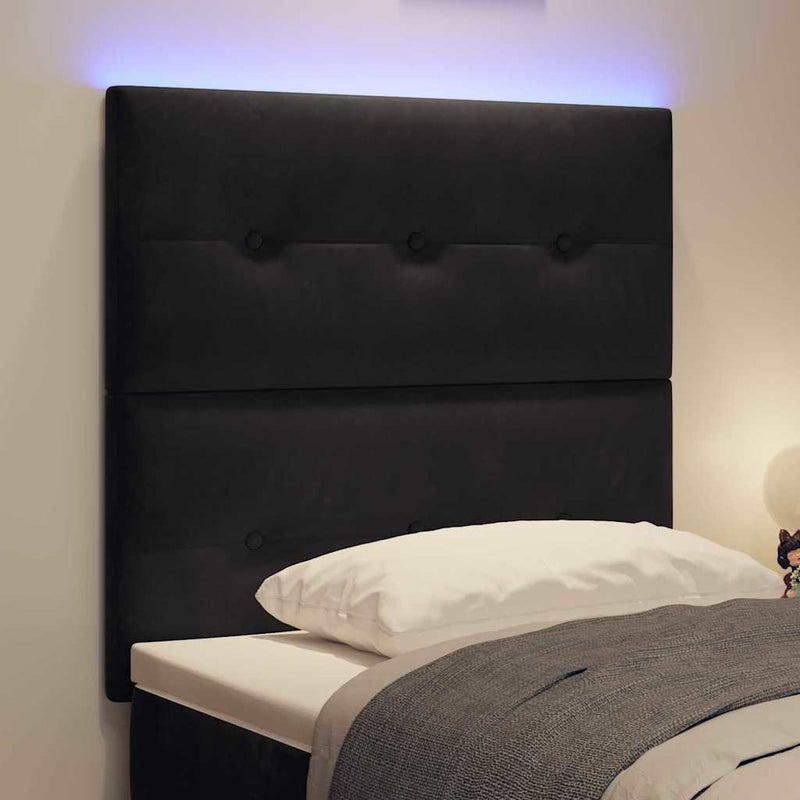 vidaXL Fejtámla LED -es lámpákkal fejtámlával Fekete 100 cm Bársony