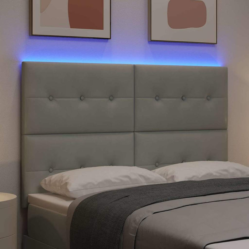 vidaXL Fejtámla LED -es lámpákkal Világosszürke 80 cm Bársony