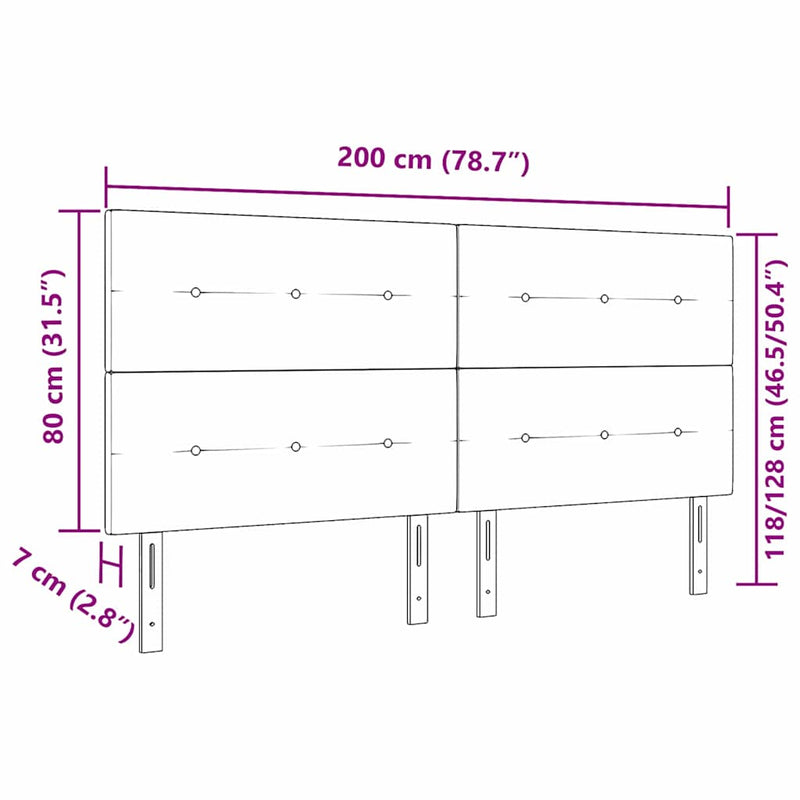 vidaXL Fejtámla LED -es lámpákkal Világosszürke 100 cm Bársony