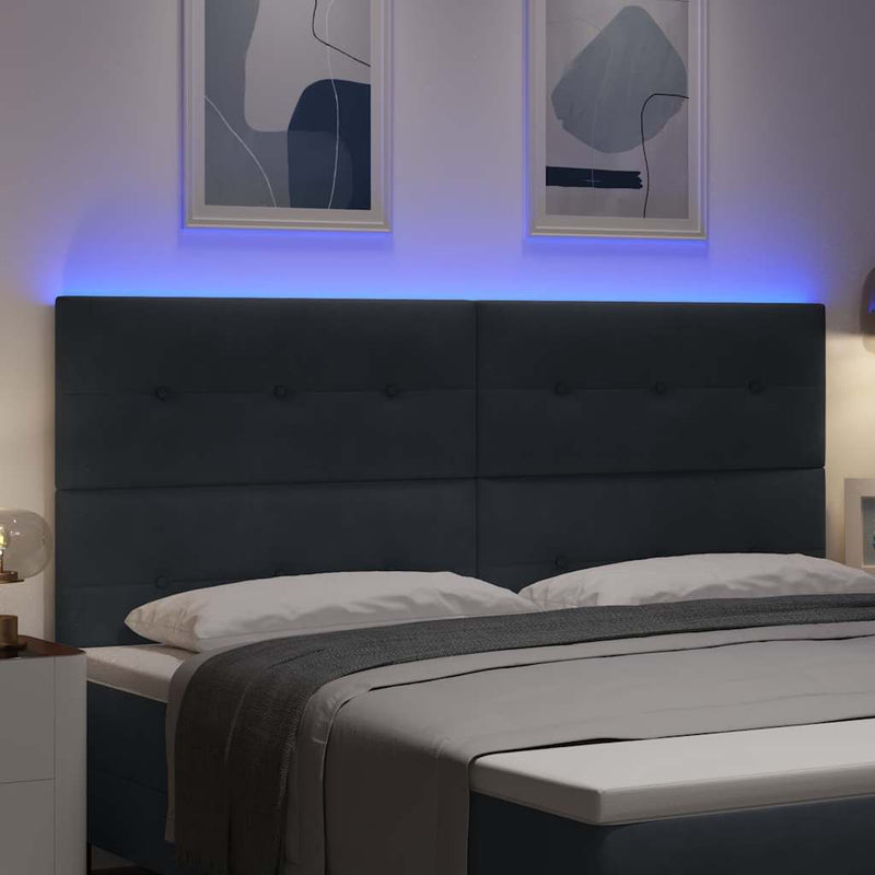 vidaXL Fejtámla LED -es lámpákkal fejtámlával Szürke 100 cm Bársony