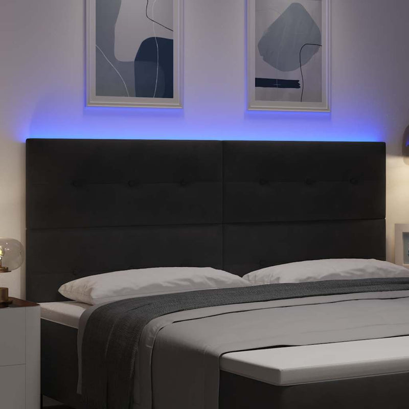 vidaXL Fejtámla LED -es lámpákkal fejtámlával Fekete 100 cm Bársony