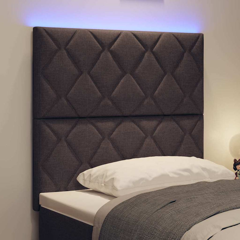 vidaXL Fejtámla LED -es lámpákkal fejtámlával Barna 90 cm szövet