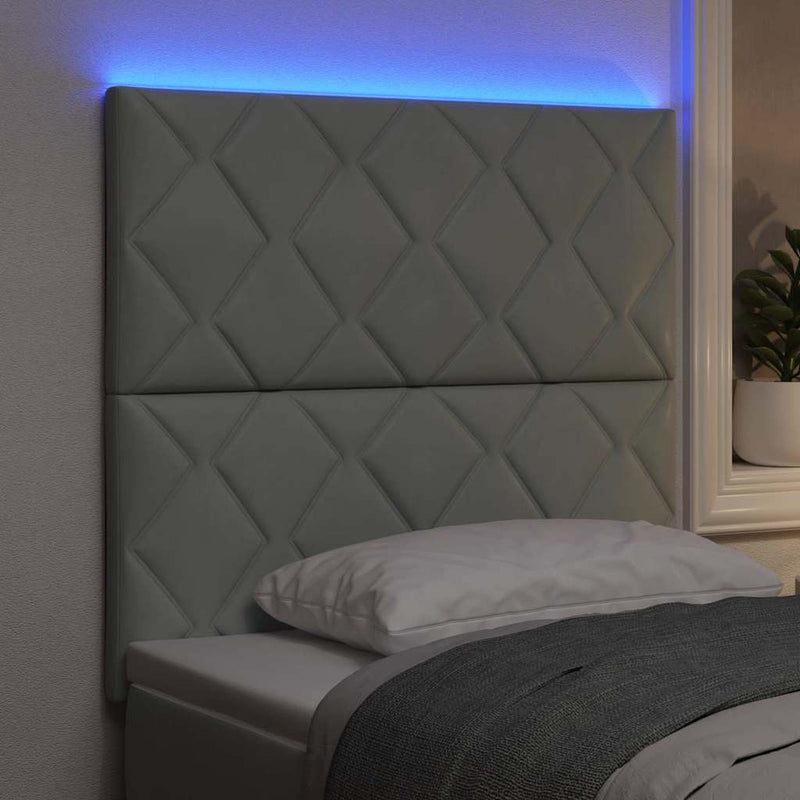 vidaXL LED Fejtámla LED -es lámpákkal Világosszürke 90 cm Bársony