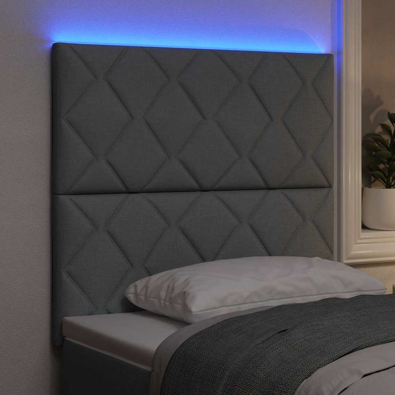 vidaXL Fejtámla LED -es lámpákkal Világosszürke 100 cm szövet