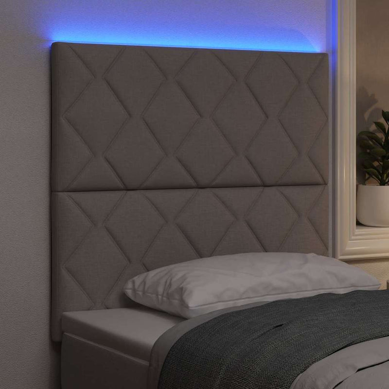 vidaXL Fejtámla LED -es lámpákkal fejtámlával Tópszínű 100 cm szövet