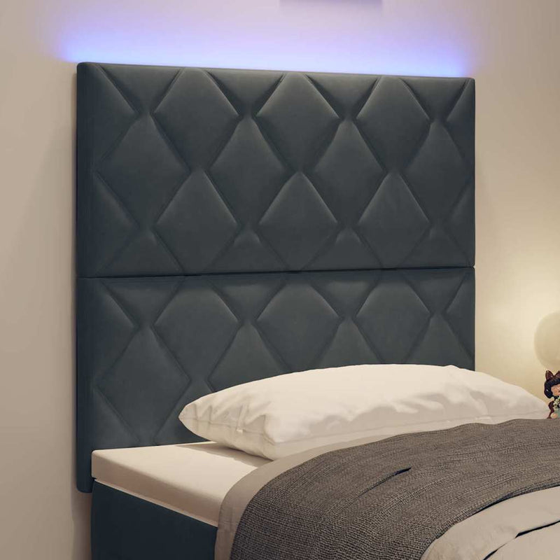 vidaXL LED Fejtámla LED -es lámpákkal Sötétszürke 100 cm Bársony