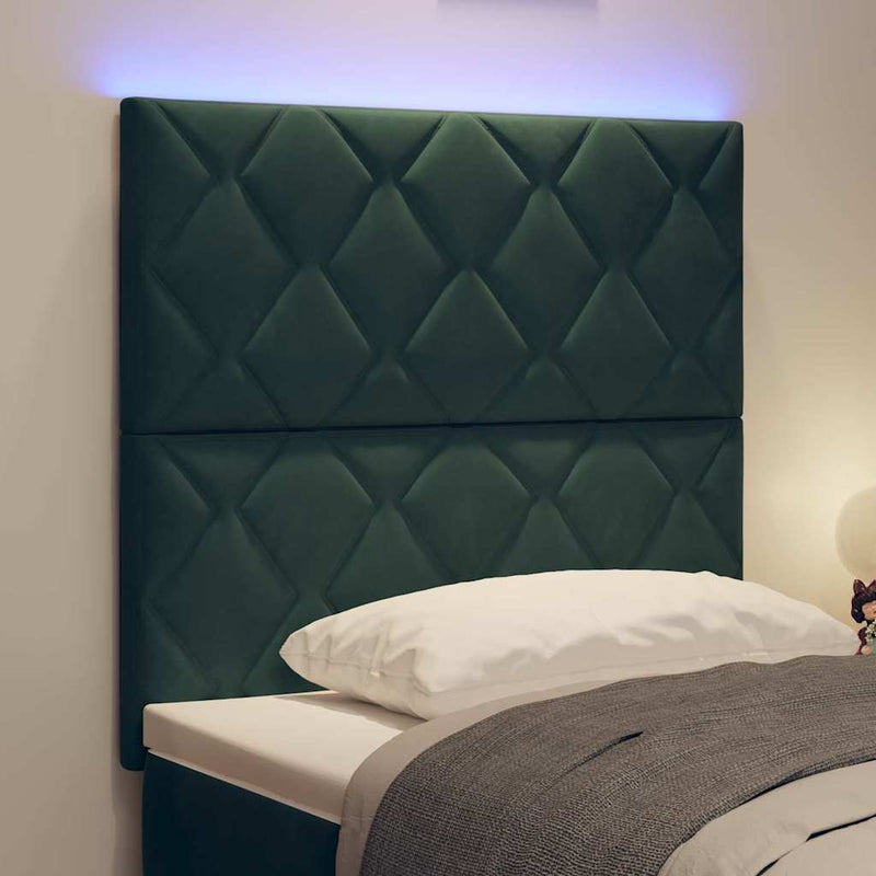 vidaXL LED Fejtámla LED -es lámpákkal Sötétzöld 100 cm Bársony