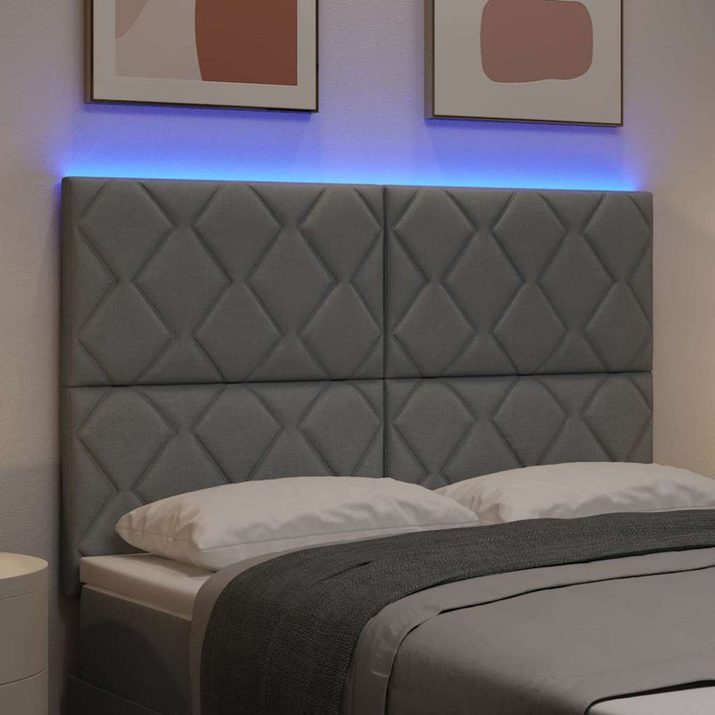 vidaXL Fejtámla LED -es lámpákkal Világosszürke 144 cm szövet
