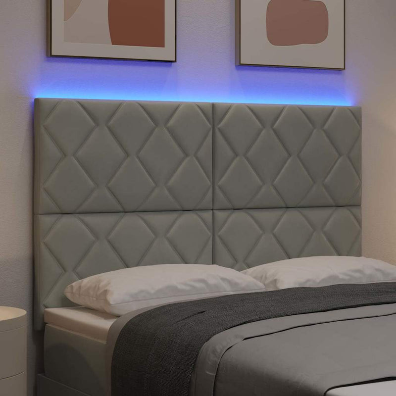 vidaXL LED Fejtámla LED -es lámpákkal Világosszürke 144 cm Bársony