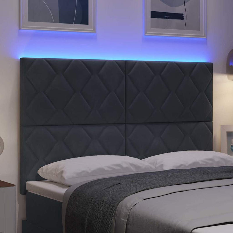 vidaXL LED Fejtámla LED -es lámpákkal Sötétszürke 144 cm Bársony