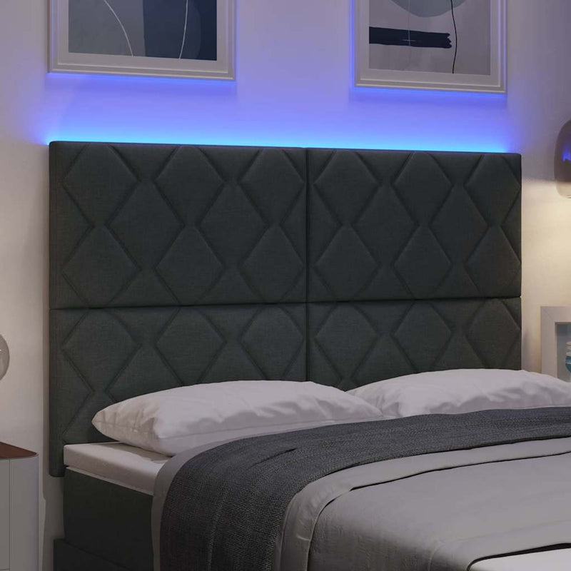 vidaXL Fejtámla LED -es lámpákkal fejtámlával Szürke 160 cm szövet