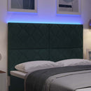vidaXL LED ágytámla Sötétzöld 160 cm Bársony