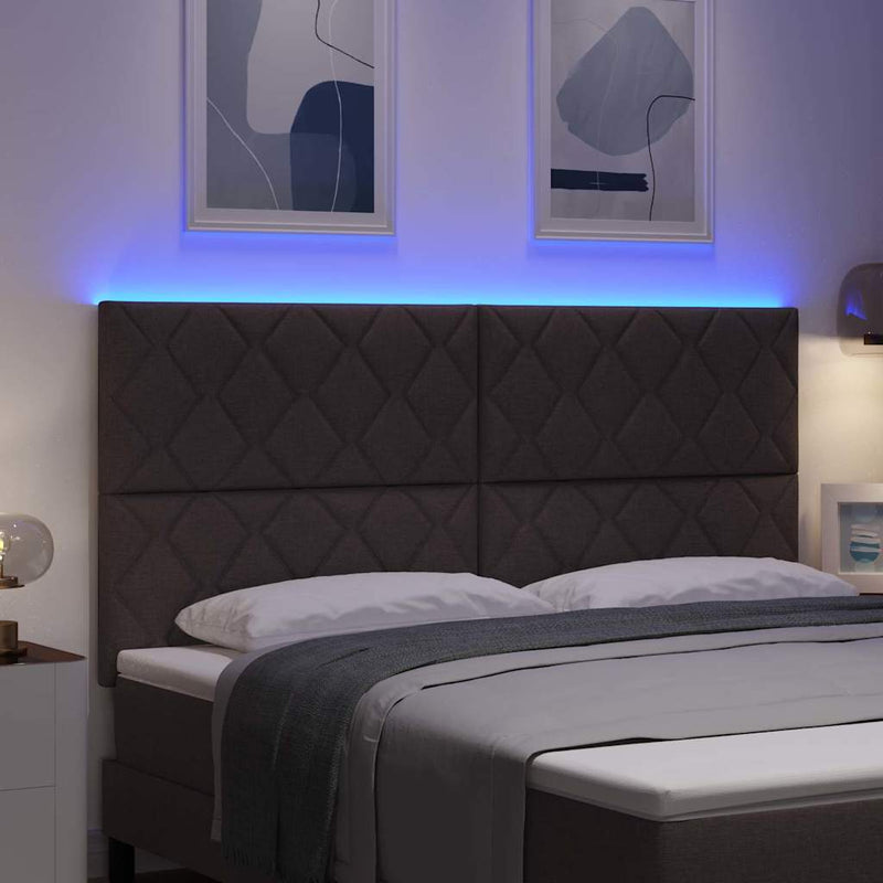 vidaXL Fejtámla LED -es lámpákkal fejtámlával Barna 180 cm szövet
