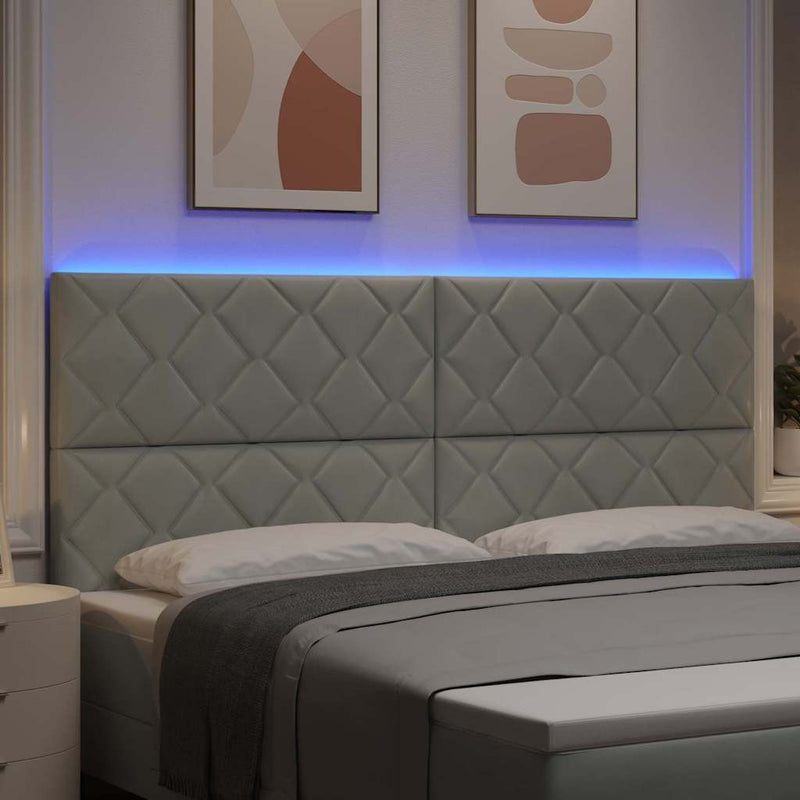 vidaXL LED Fejtámla LED -es lámpákkal Világosszürke 200 cm Bársony