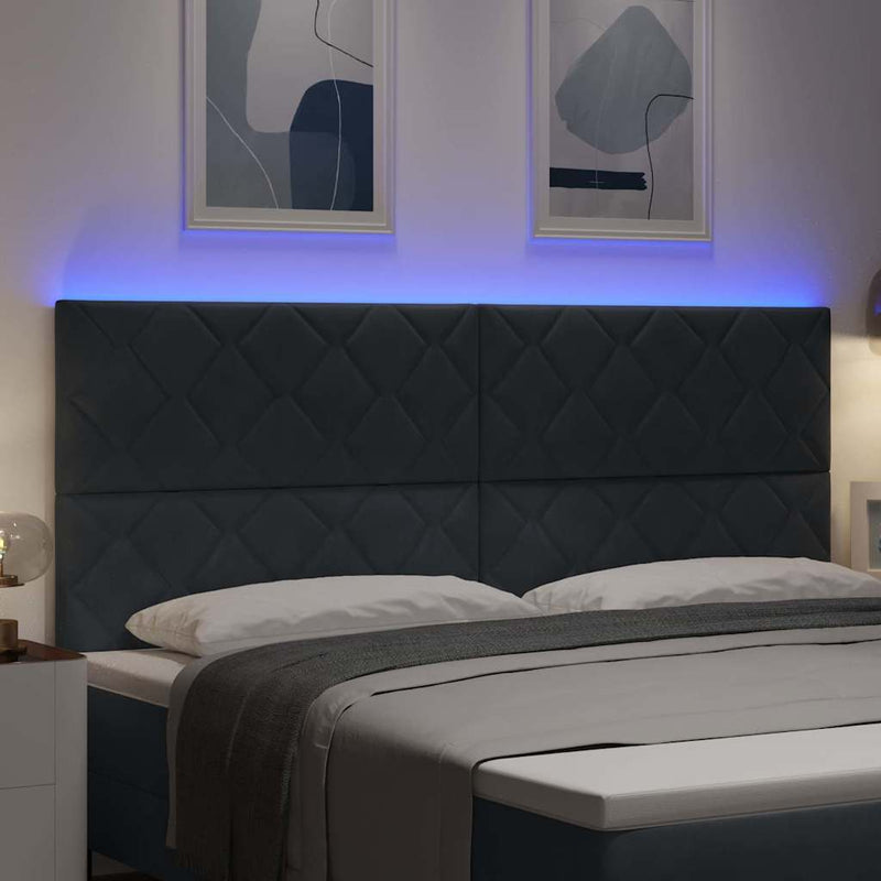 vidaXL LED Fejtámla LED -es lámpákkal Sötétszürke 200 cm Bársony