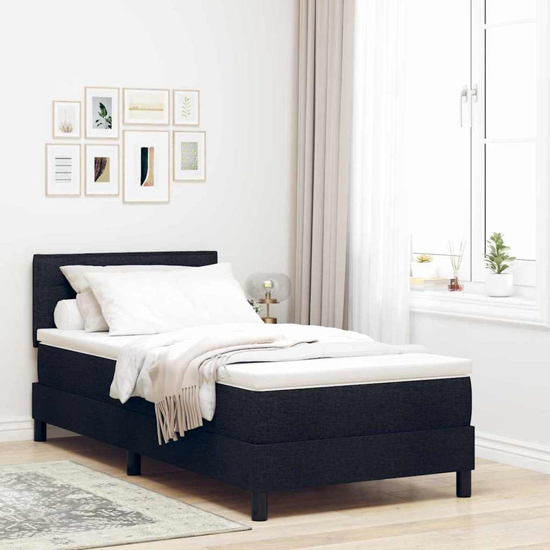 vidaXL Boxspring ágy matraccal matracmal Fekete 90 x 190 cm szövet