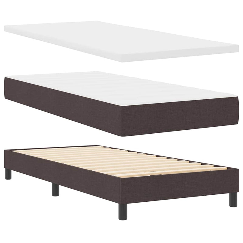 vidaXL Boxspring ágy matraccal Sötét Barna 90 x 190 cm szövet
