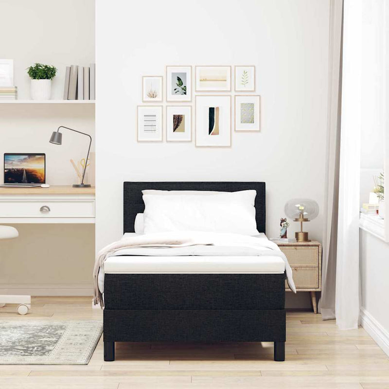 vidaXL Boxspring ágy matraccal matracmal Fekete 90 x 200 cm szövet