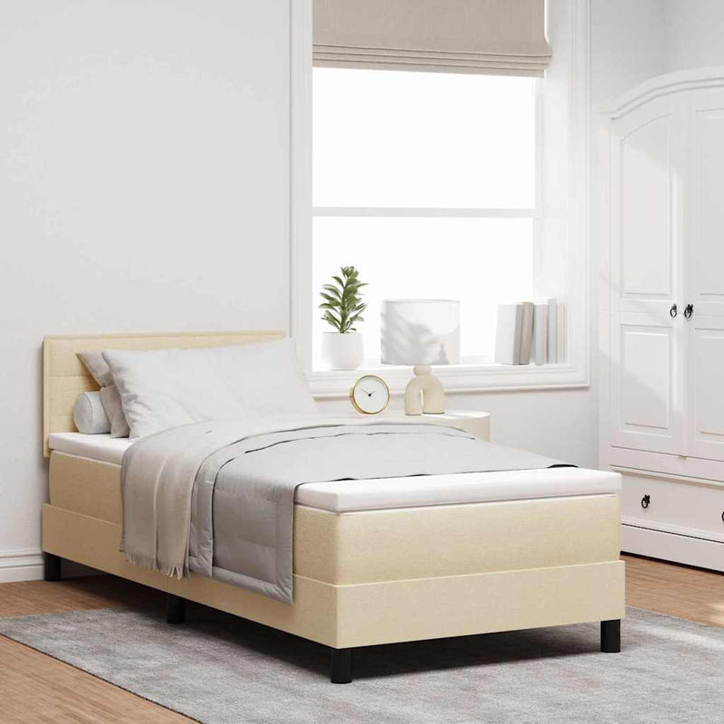 vidaXL Boxspring ágy matraccal matracmal Krém 100 x 200 cm szövet