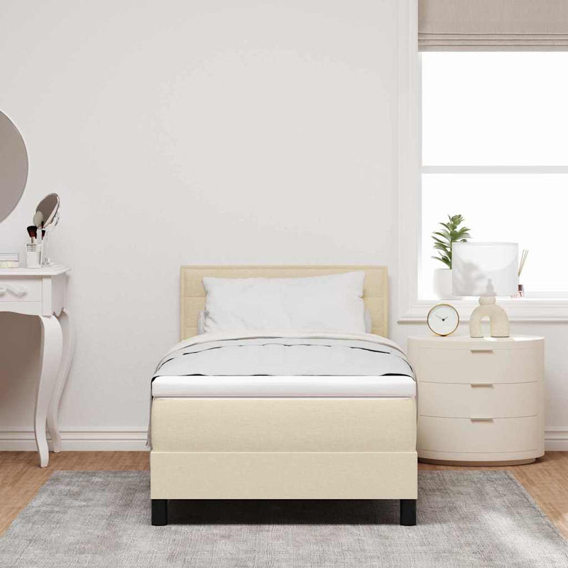 vidaXL Boxspring ágy matraccal matracmal Krém 100 x 200 cm szövet