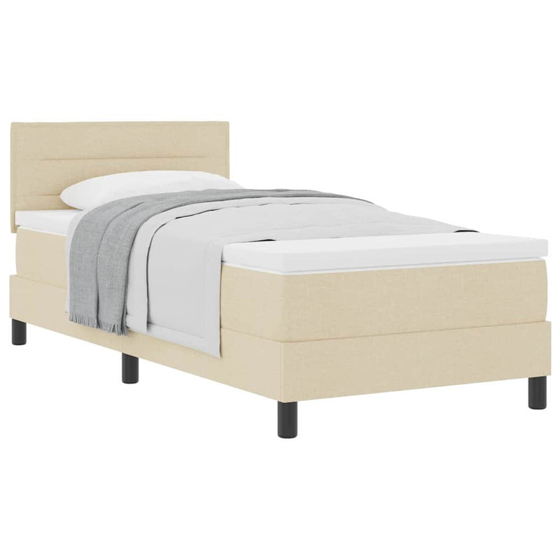 vidaXL Boxspring ágy matraccal matracmal Krém 100 x 200 cm szövet