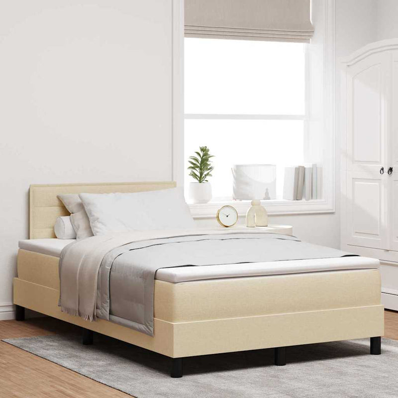 vidaXL Boxspring ágy matraccal matracmal Krém 120 x 200 cm szövet