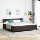 vidaXL Boxrugós ágy fejtámlával Sötét Barna 200 x 200 cm szövet