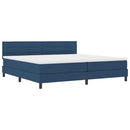vidaXL Boxrugós ágy fejtámlával Kék 200 x 200 cm szövet
