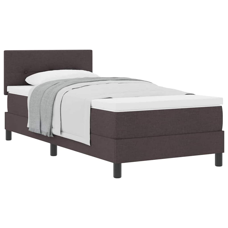 vidaXL Boxspring ágy matraccal matracmal sötétbarna 90 x 190 cm szövet