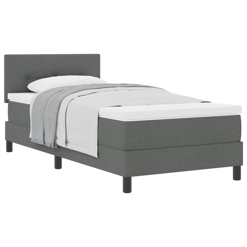 vidaXL Boxspring ágy matraccal Sötétszürke 90 x 200 cm szövet