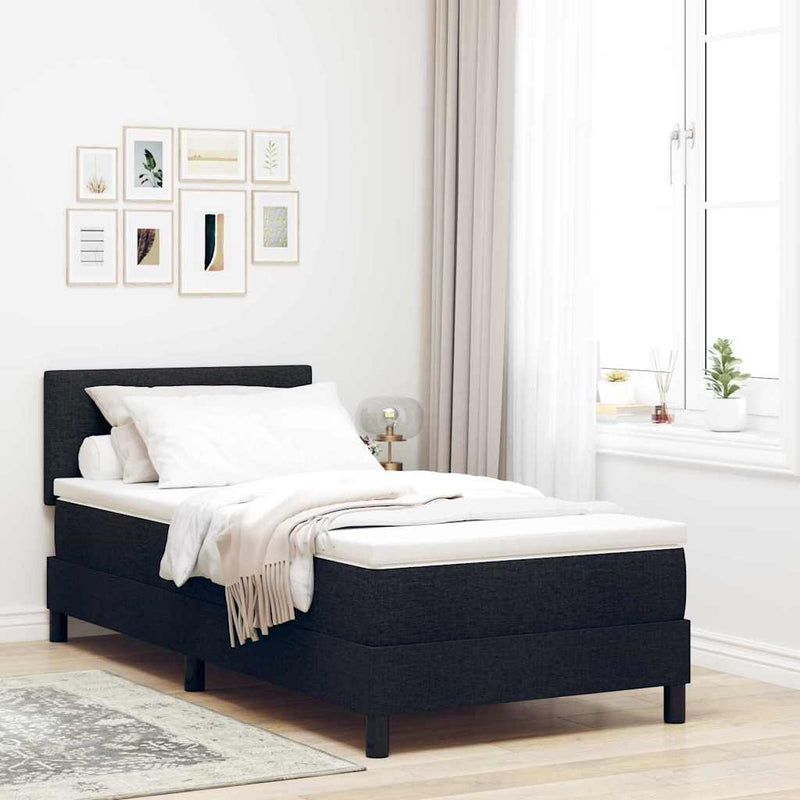 vidaXL Boxspring ágy matraccal matracmal Fekete 90 x 200 cm szövet