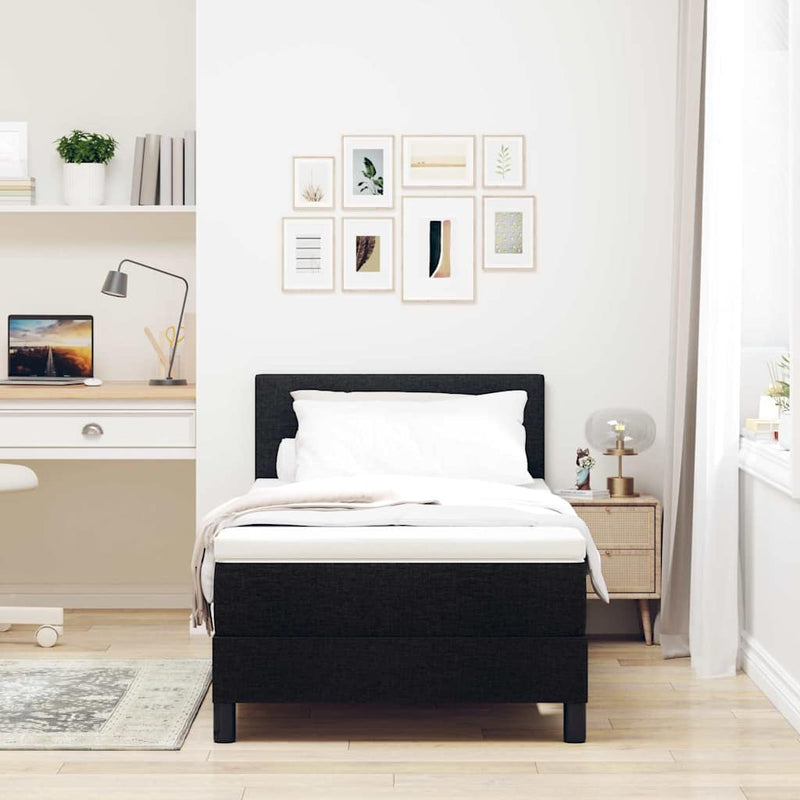 vidaXL Boxspring ágy matraccal matracmal Fekete 90 x 200 cm szövet