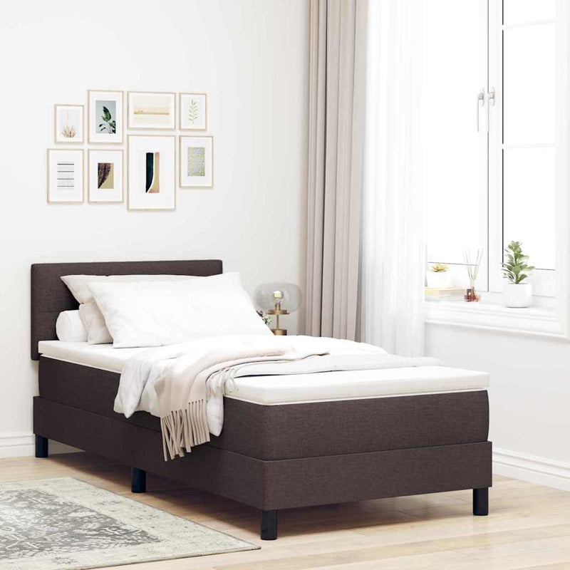 vidaXL Boxspring ágy matraccal Sötét Barna 90 x 200 cm szövet