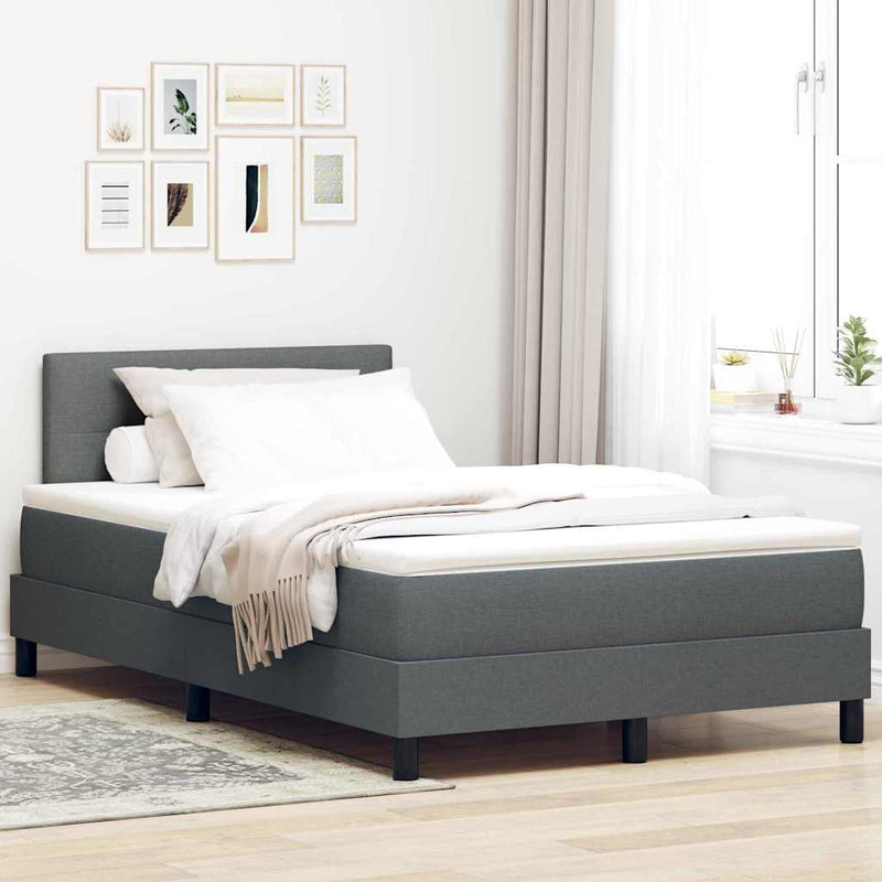 vidaXL Boxspring ágy matraccal Sötétszürke 120 x 200 cm szövet