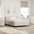 vidaXL Boxrugós ágy fejtámlával Krém 160 x 200 cm szövet