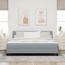 vidaXL Boxrugós ágy fejtámlával Világosszürke 180 x 200 cm szövet