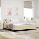 vidaXL Boxrugós ágy fejtámlával Krém 180 x 200 cm szövet
