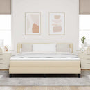 vidaXL Boxrugós ágy fejtámlával Krém 180 x 200 cm szövet