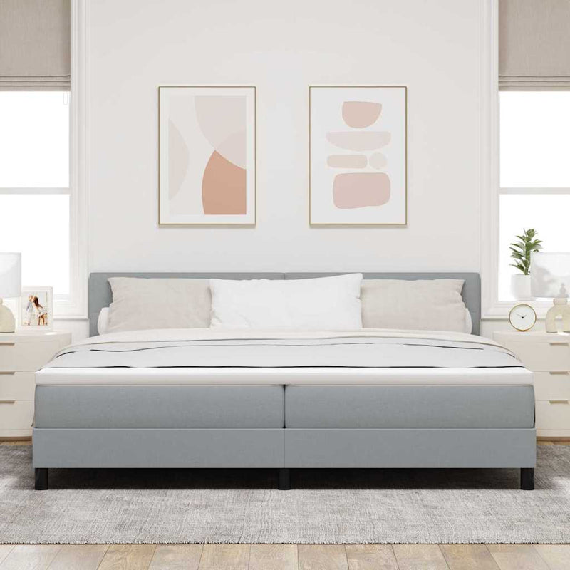 vidaXL Boxspring ágy matraccal Világosszürke 200 x 200 cm szövet