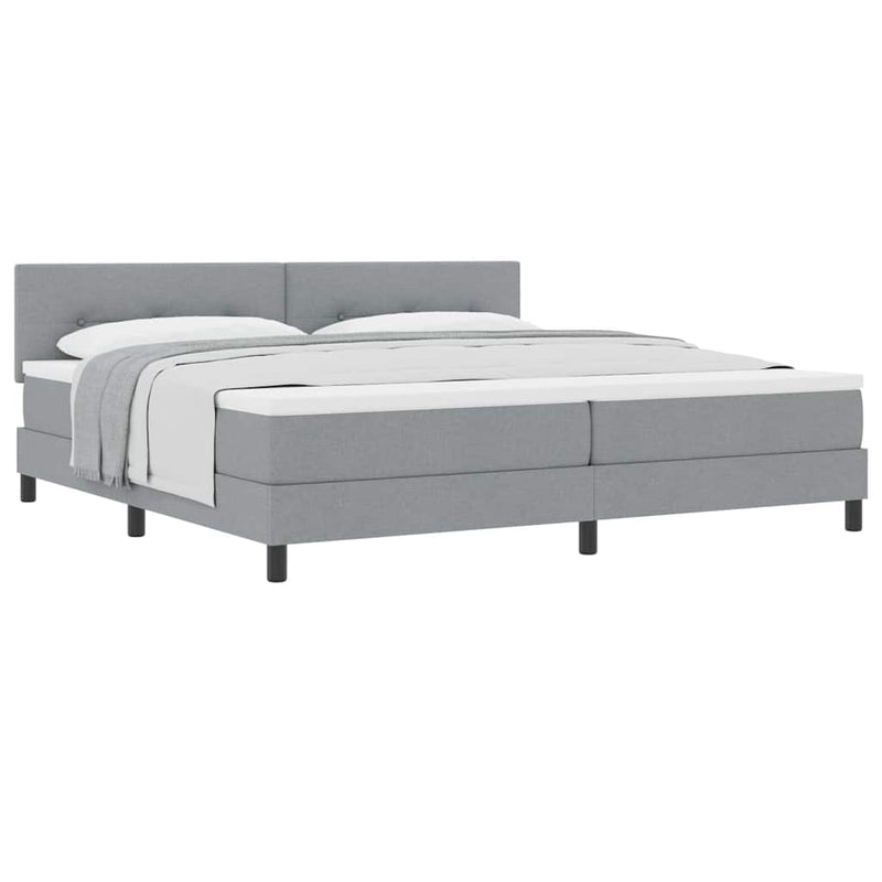 vidaXL Boxspring ágy matraccal Világosszürke 200 x 200 cm szövet