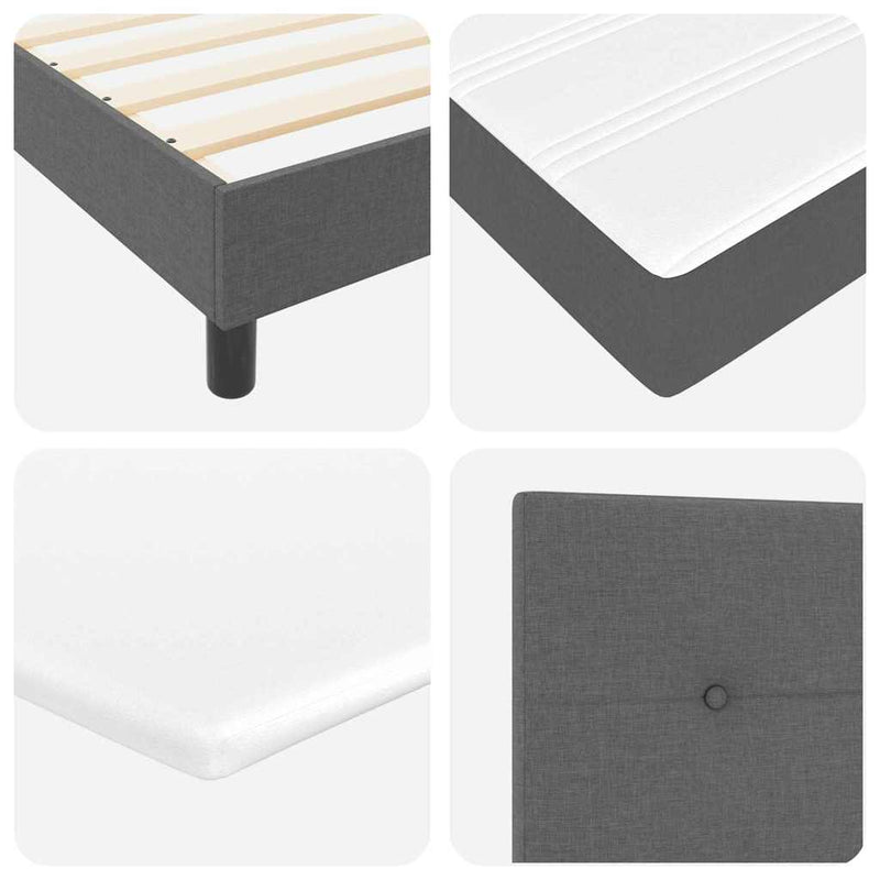 vidaXL Boxspring ágy matraccal Sötétszürke 200 x 200 cm szövet
