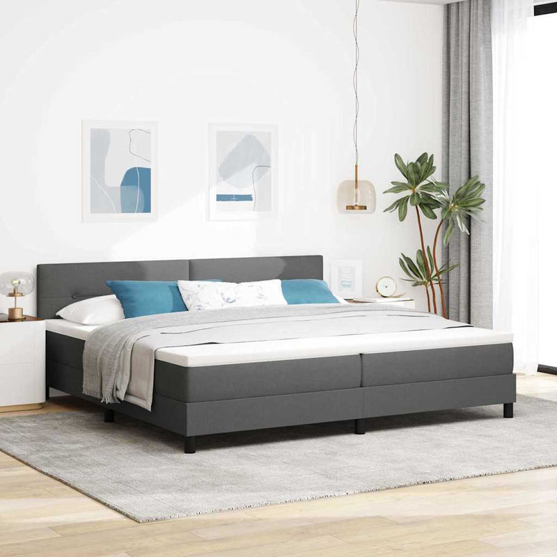 vidaXL Boxspring ágy matraccal Sötétszürke 200 x 200 cm szövet