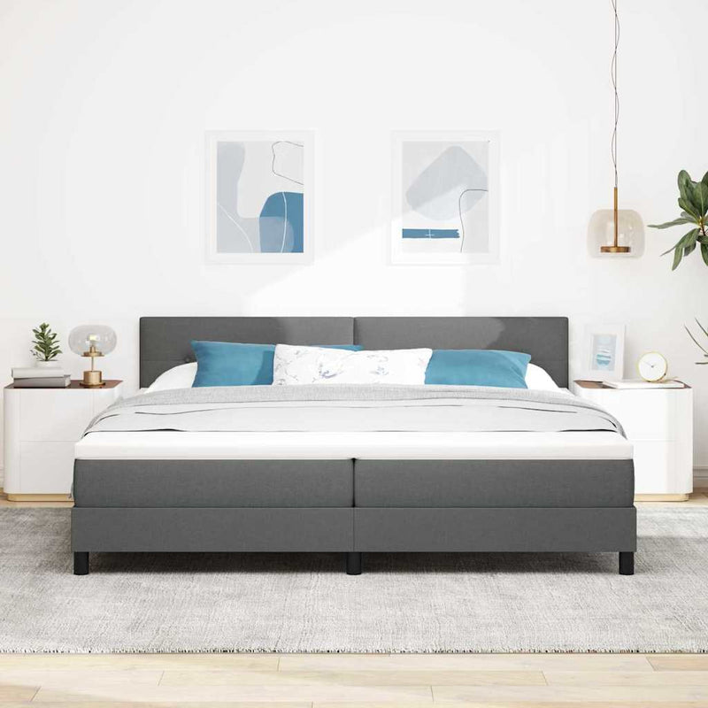vidaXL Boxspring ágy matraccal Sötétszürke 200 x 200 cm szövet